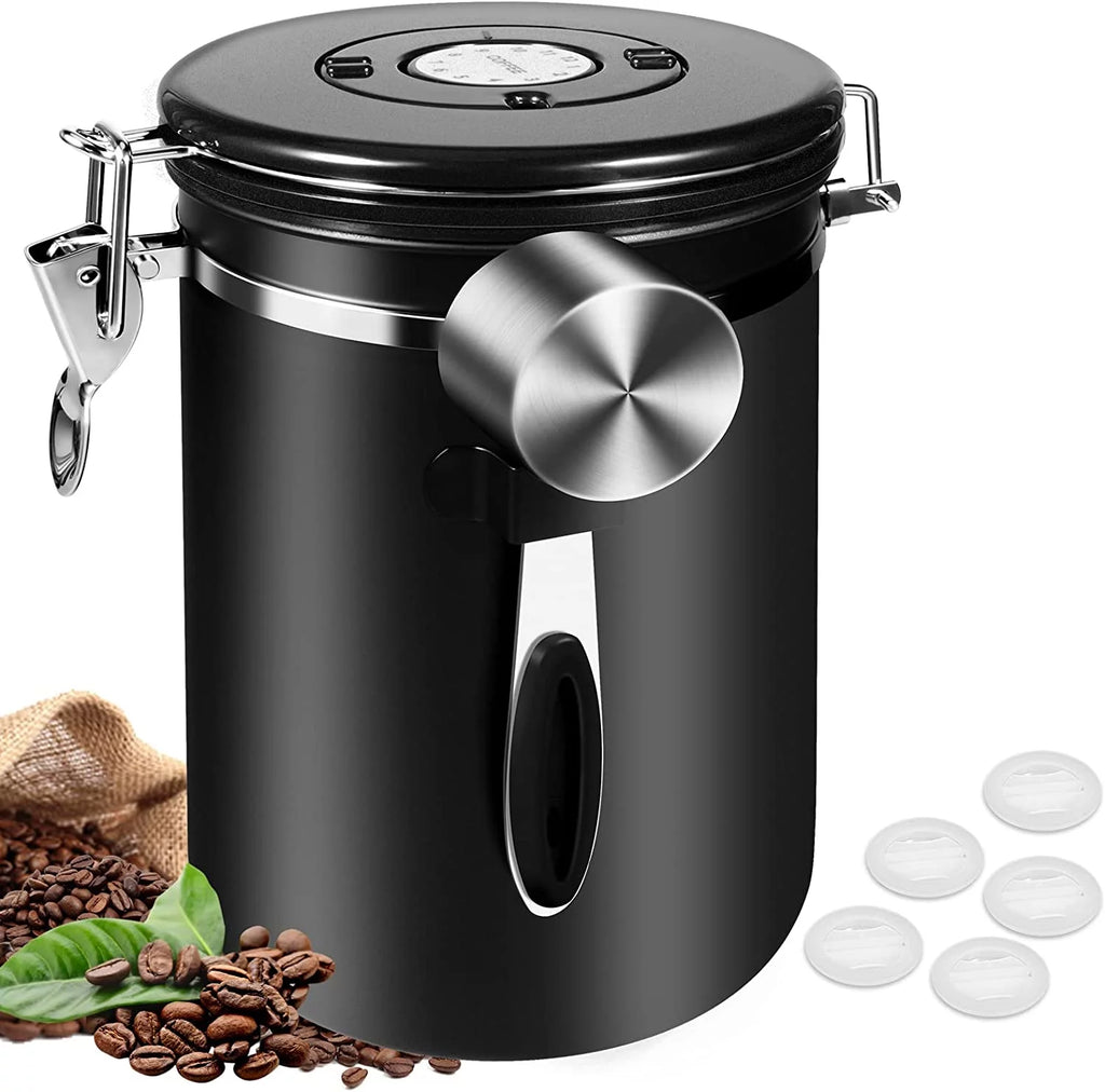 Black 35OZ Airtight Coffee Container with Scoop U9958