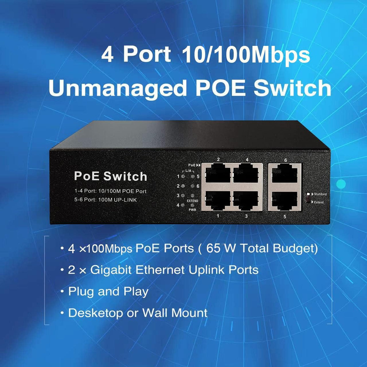 4 Port Gigabit PoE Switch Unmanaged V54394