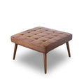 Brown Italian Leather Ottoman V34871