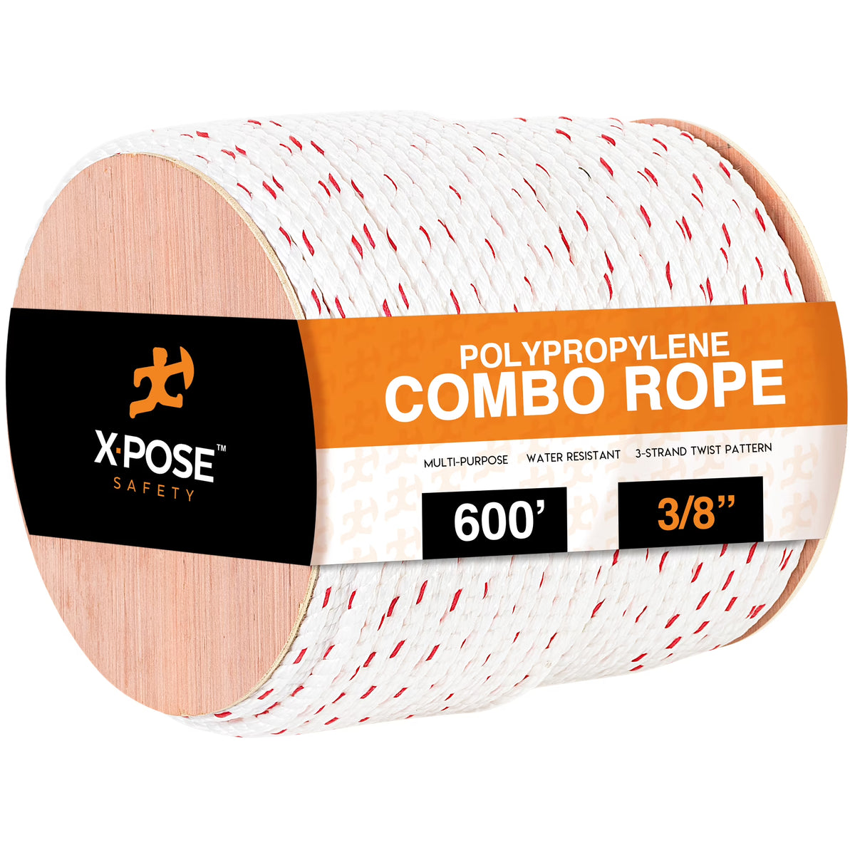 3 Strand Safety Rope 3/8 In. x 600 Ft. UV Coated Polypropylene Rope M21959