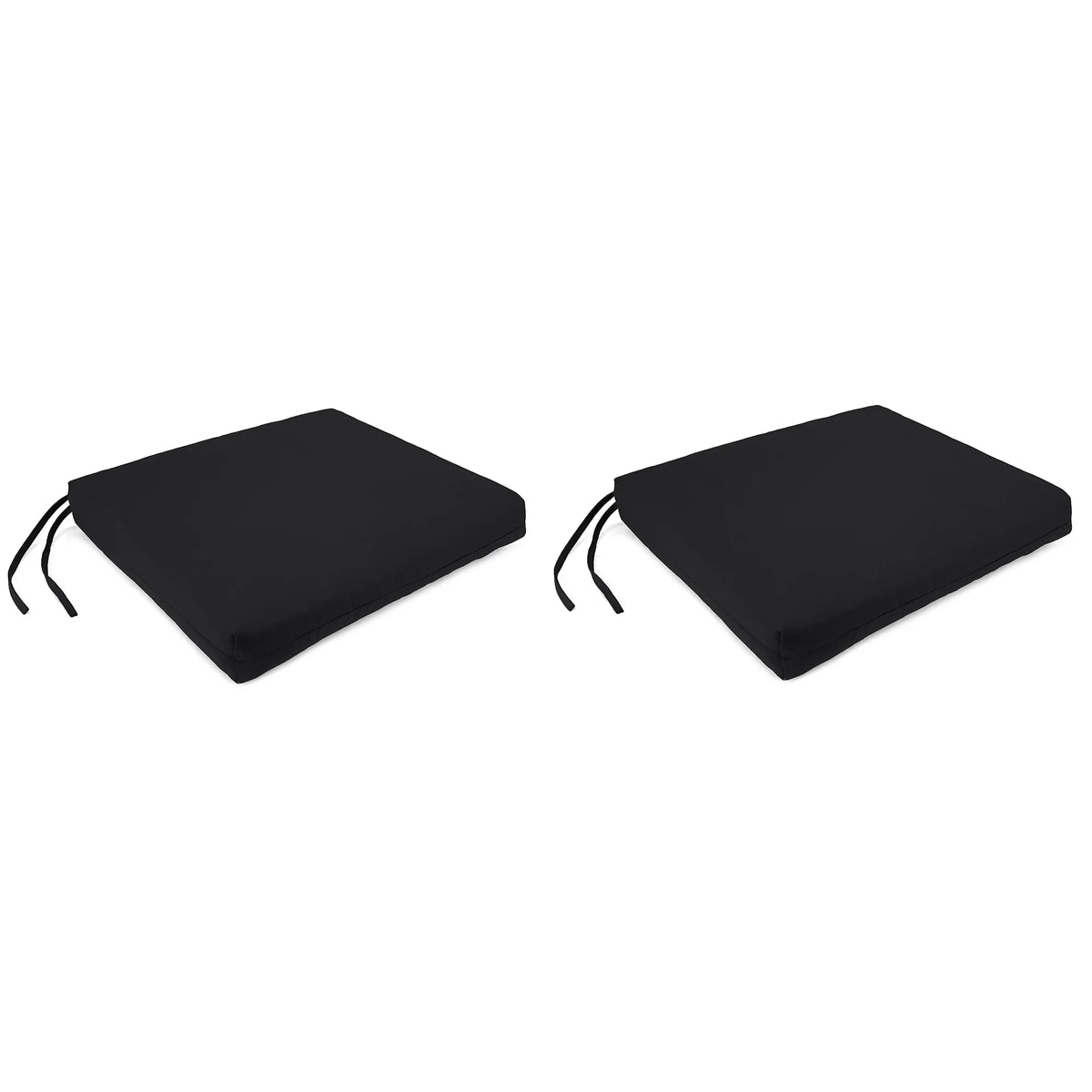 Black Rectangular Outdoor Chair Pad Seat Cushion with Ties, 2 Pack Y2032