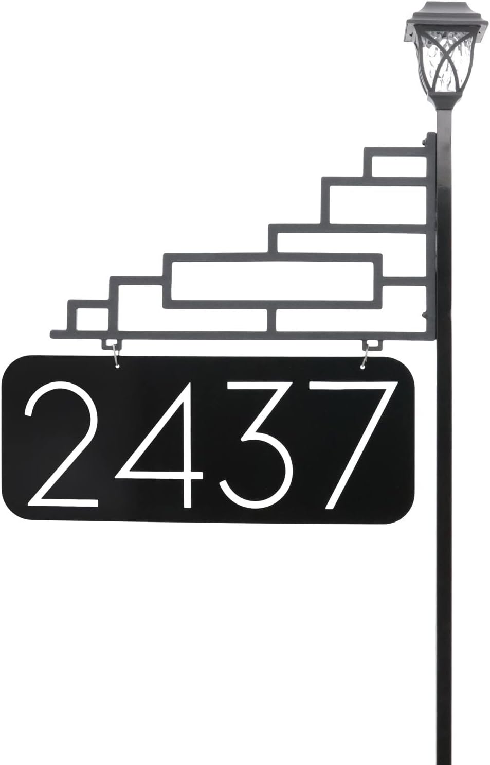 Extra Large Reflective Yard Address Sign with Solar Light - 6 Numbers - 47 Pole U19724