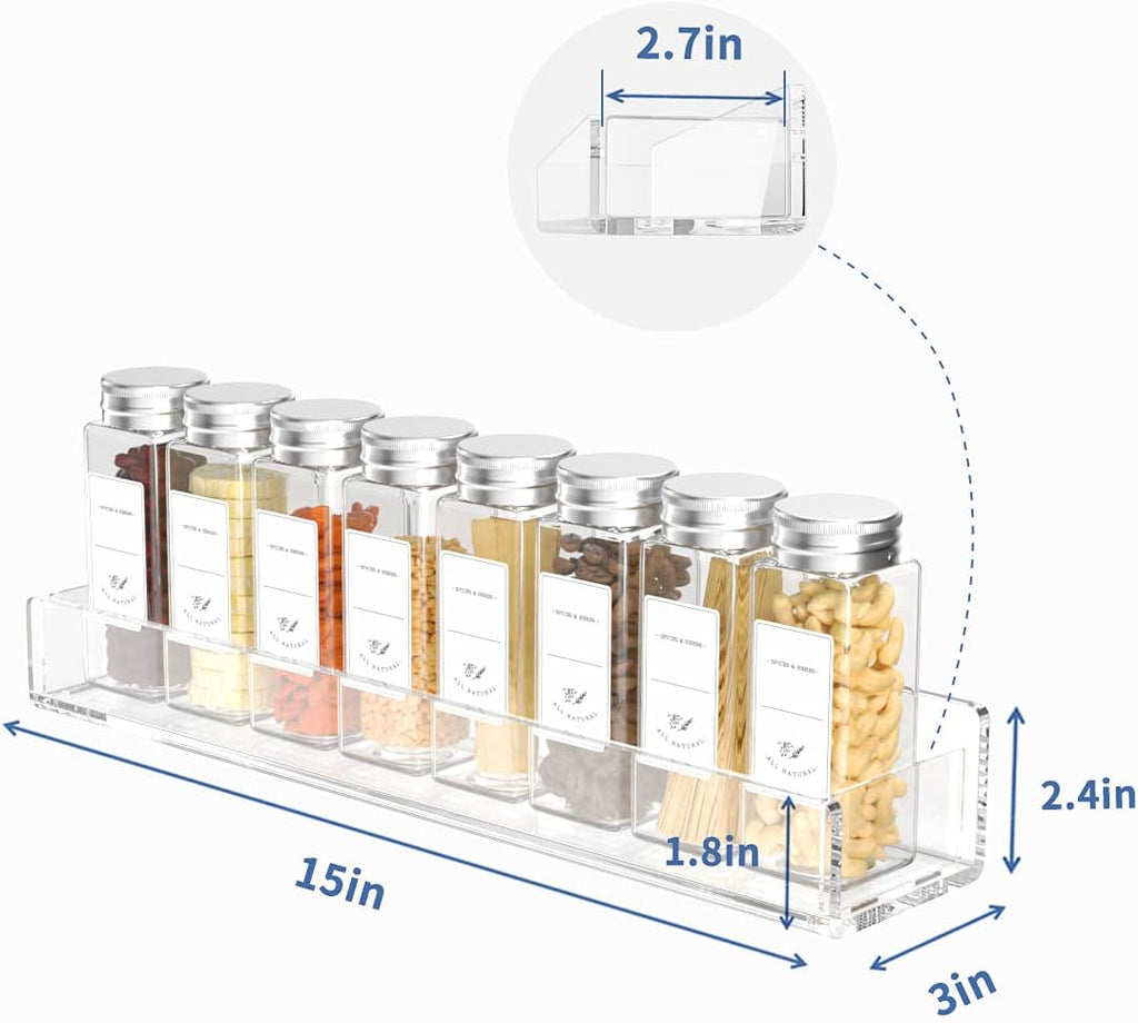 Acrylic Spice Rack Wall Mount 15 Inch, 4 Packs Hanging Spice Rack Shelf N116368