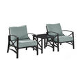 3Pc Outdoor Metal Armchair Set with Side Table M389