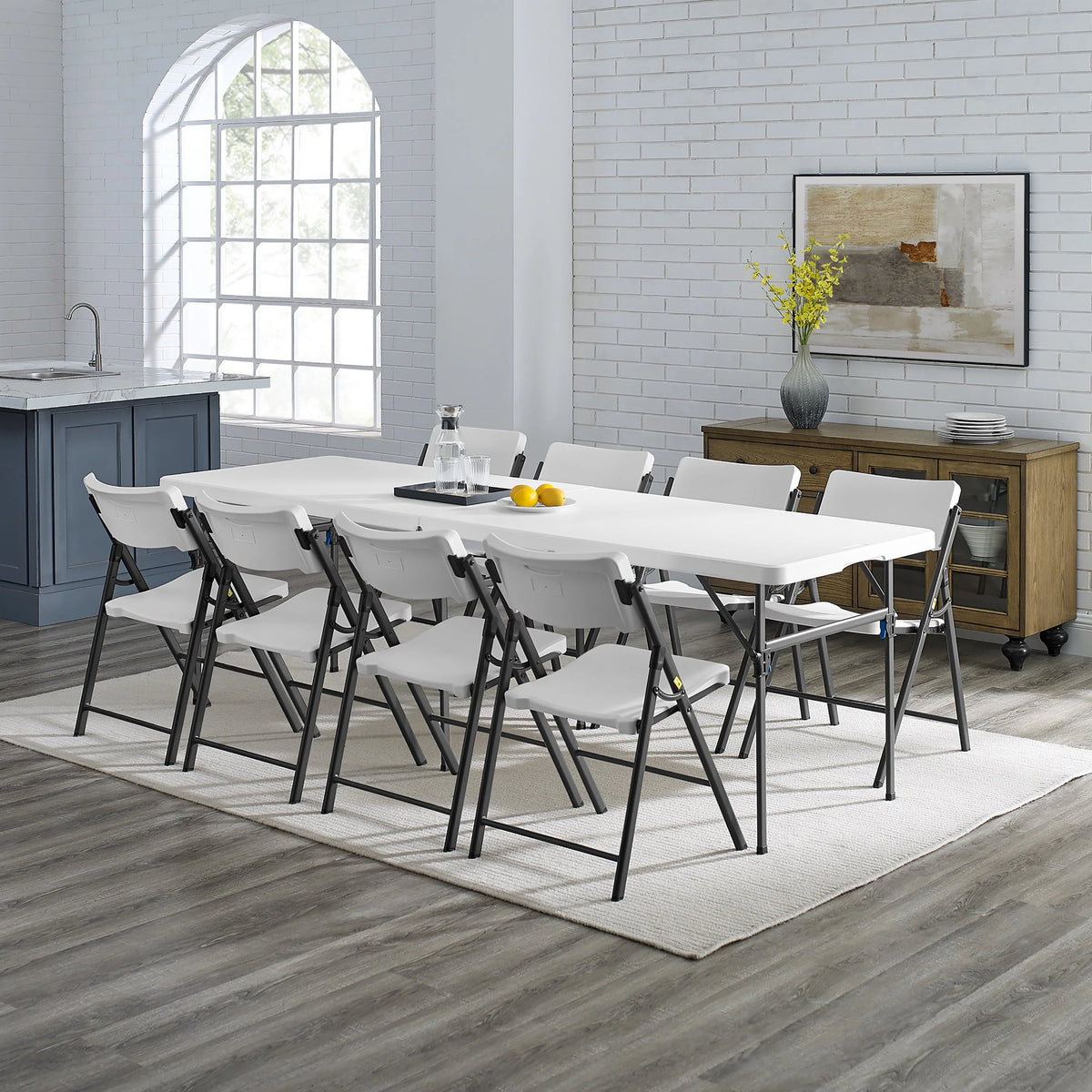 White 8 Foot Folding Plastic Table M2305