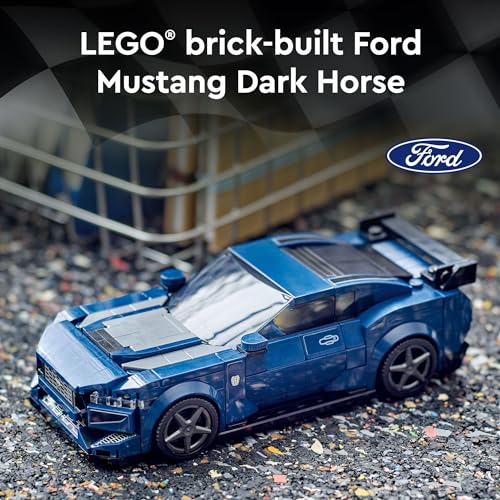 Blue Ford Mustang Dark Horse Sports Car Toy, Buildable Toy Car Model Set, 76920 J10337