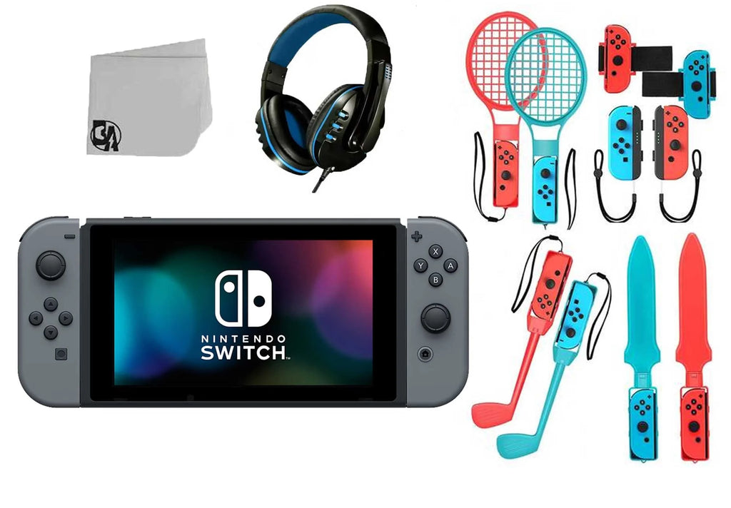 Gray Joy Con with HeadSet Bundle Accessories Used E930323