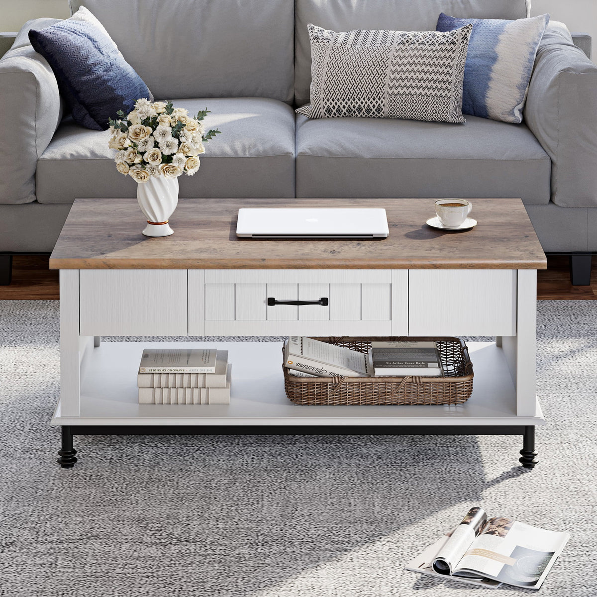 Large Rectangle Coffee Table with Drawer W6437