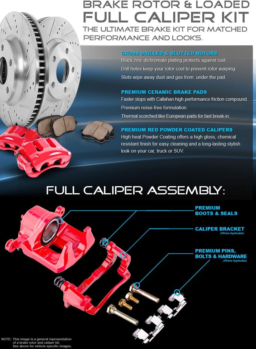 Red Powder Coated Caliper Assembly Pair Set F554