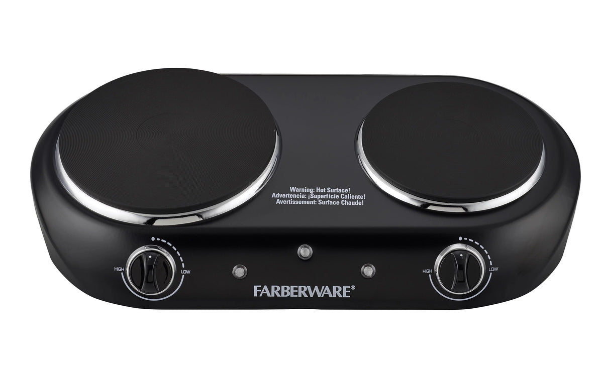 Black Double Burner Electric Cooktop Y22099