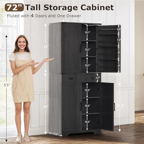 Brown 72" Tall Storage Cabinet with 6 Adjustable Shelves B721649