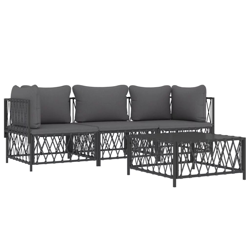 4 Piece Patio Set with Cushions Anthracite Steel R82458