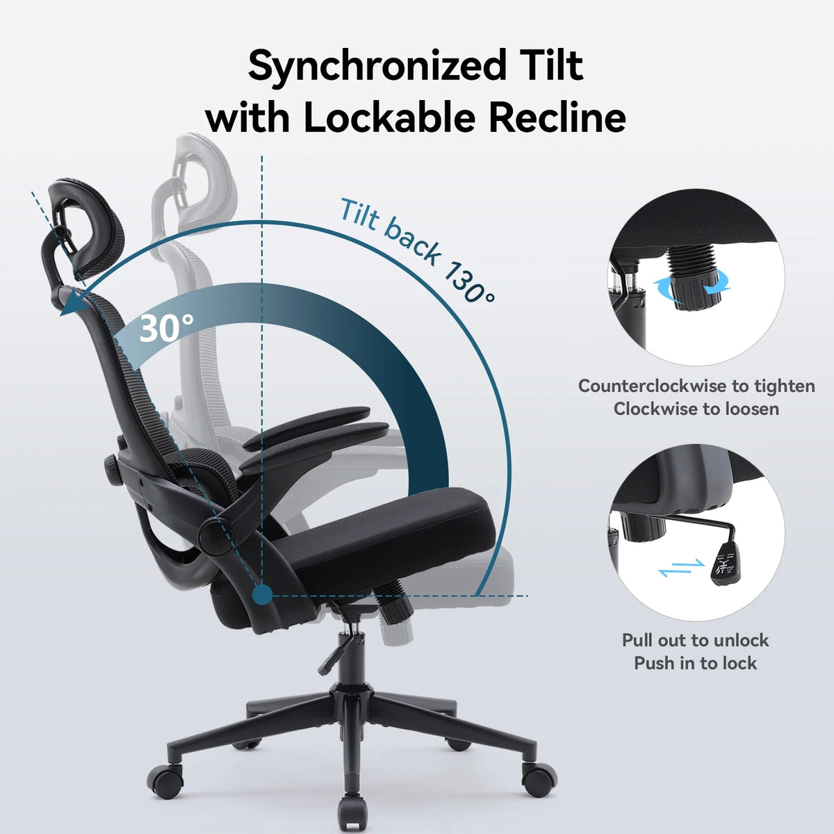 Black Ergonomic Mesh Office Chair with Headrest and Lumbar Support G1926