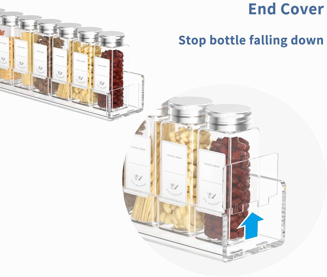 Acrylic Spice Rack Wall Mount 15 Inch, 4 Packs Hanging Spice Rack Shelf N116368
