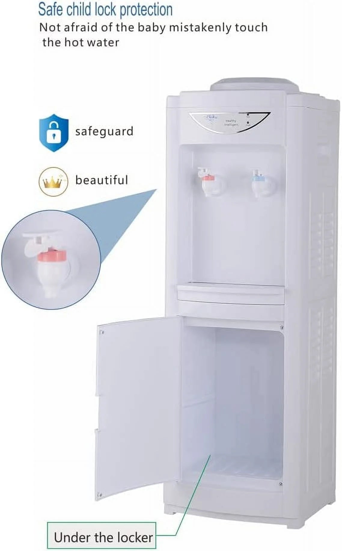 White Hot & Cold 5 Gallon Water Cooler Dispenser with Children Safety Lock X996