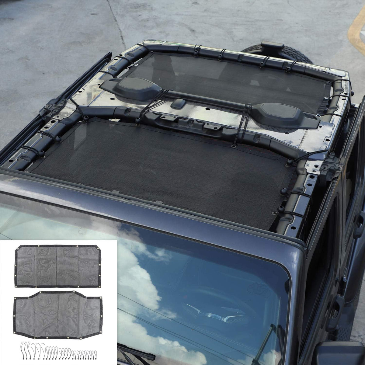 Sun Shade Mesh for Jeep Wrangler JL Unlimited 4 Door, 2 Pieces P130752