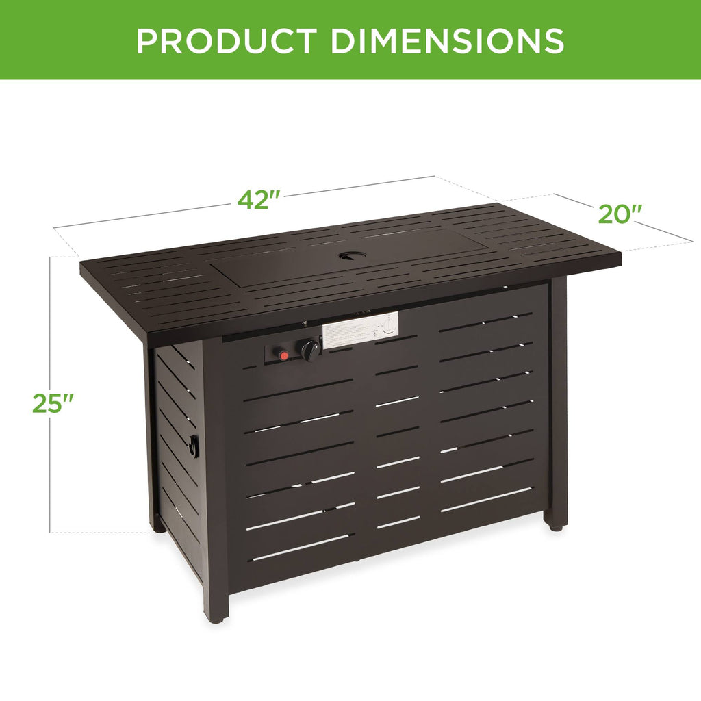 42in Rectangular Steel Propane Fire Pit Table with Cover M7392
