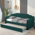 Green Upholstered Tufted Daybed with Trundle U827
