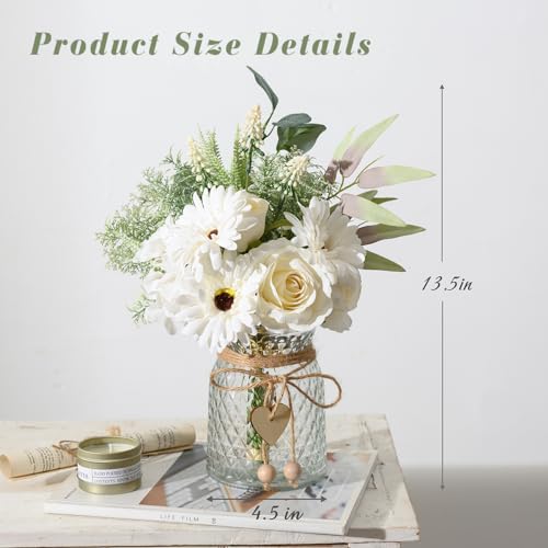 Artificial Flowers with Vase, Faux Silk Flowers Arrangement O288