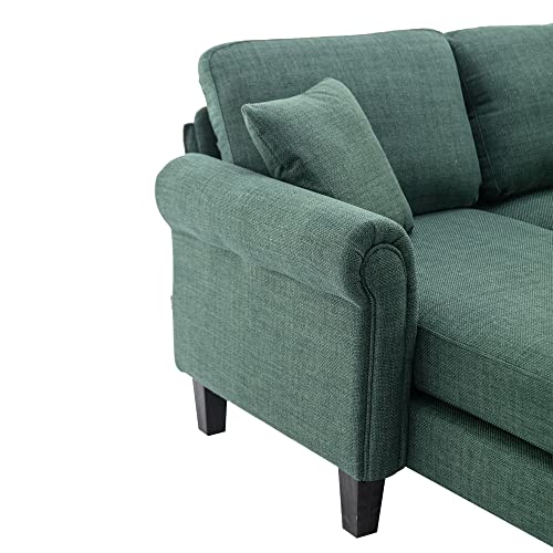 Black 70.5" Convertible Sectional Sleeper Sofa Bed with Solid Wood Frame Z58542