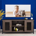 Brown Walnut Entertainment Center Stand with Storage L420810