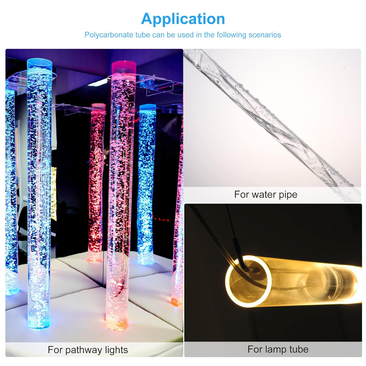 Clear 125mm ID 130mm OD Acrylic Round Tube Pack of 2 G118