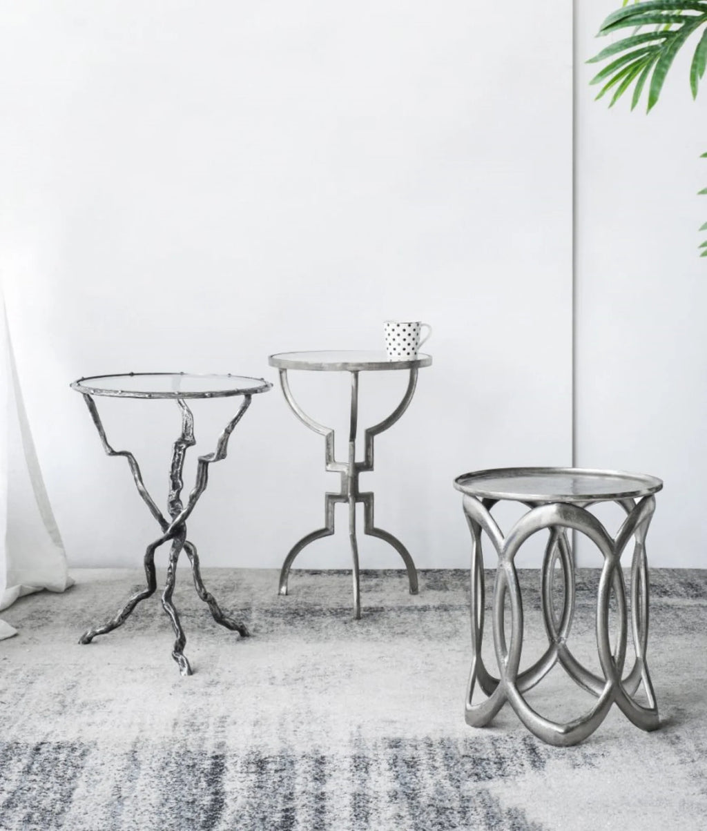 Round Aluminum Nesting Side Tables 2ct X826