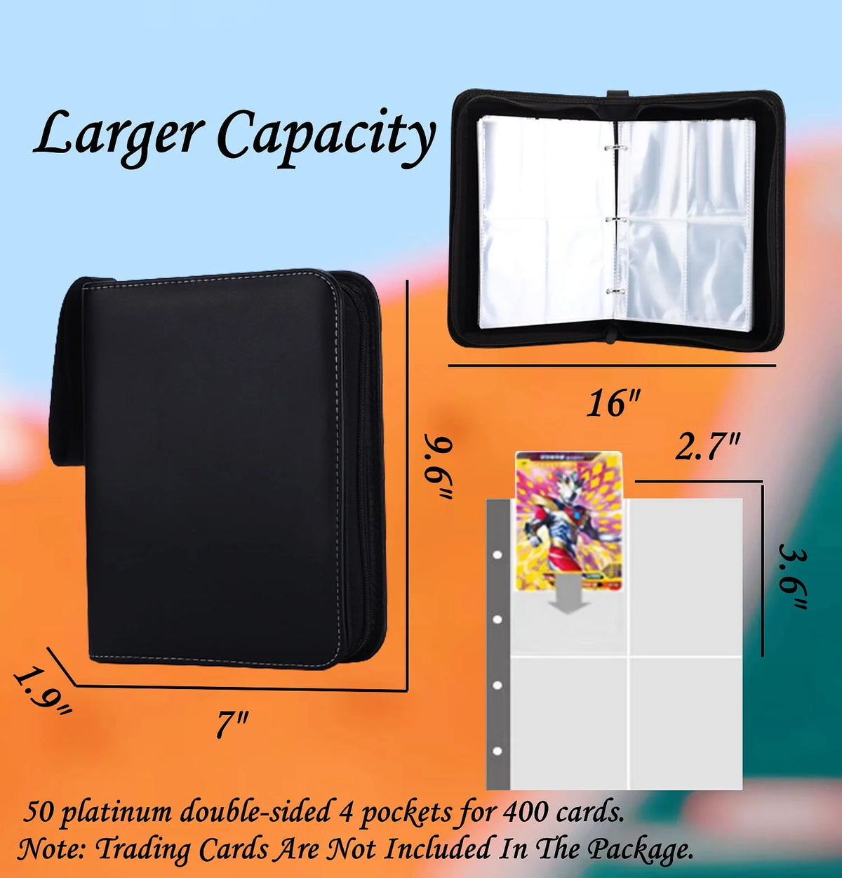 Black 4-Pocket Trading Card Binder Y7669
