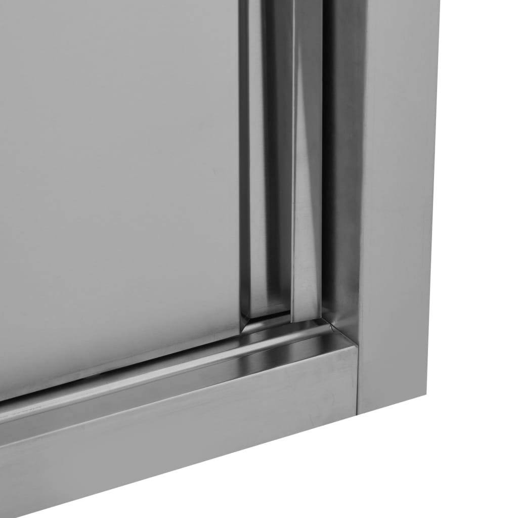 Kitchen Wall Cabinet with Sliding Doors Stainless Steel U246