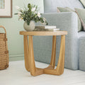 Rattan & Glass Side Table with Solid Wood Frame I3982