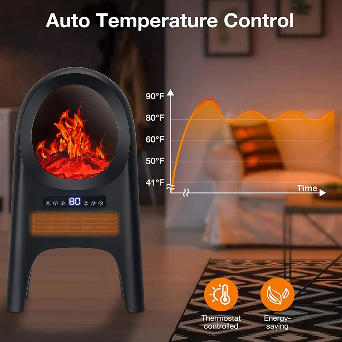 1500W Ceramic Electric Space Heater with Thermostat and Oscillation S353