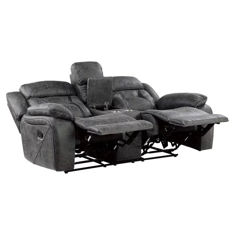 Gray Microfiber Double Reclining Love Seat Y949992