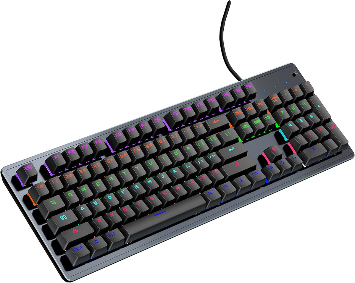 White RGB Backlit Wired Mechanical Gaming Keyboard with Blue Switches U21939