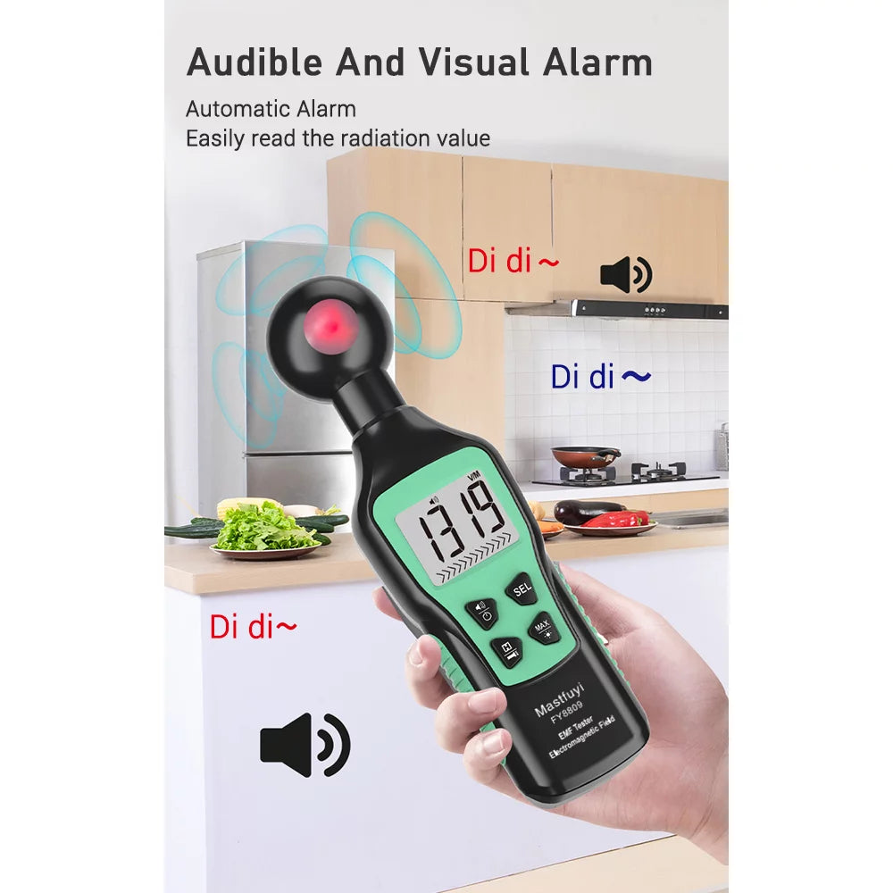 Digital Electromagnetic Field Tester Hand-held Radiation Detector with Flashlight F37030