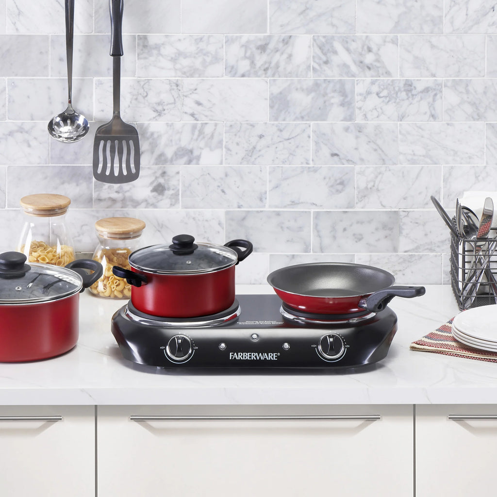 Black Double Burner Electric Cooktop Y22099