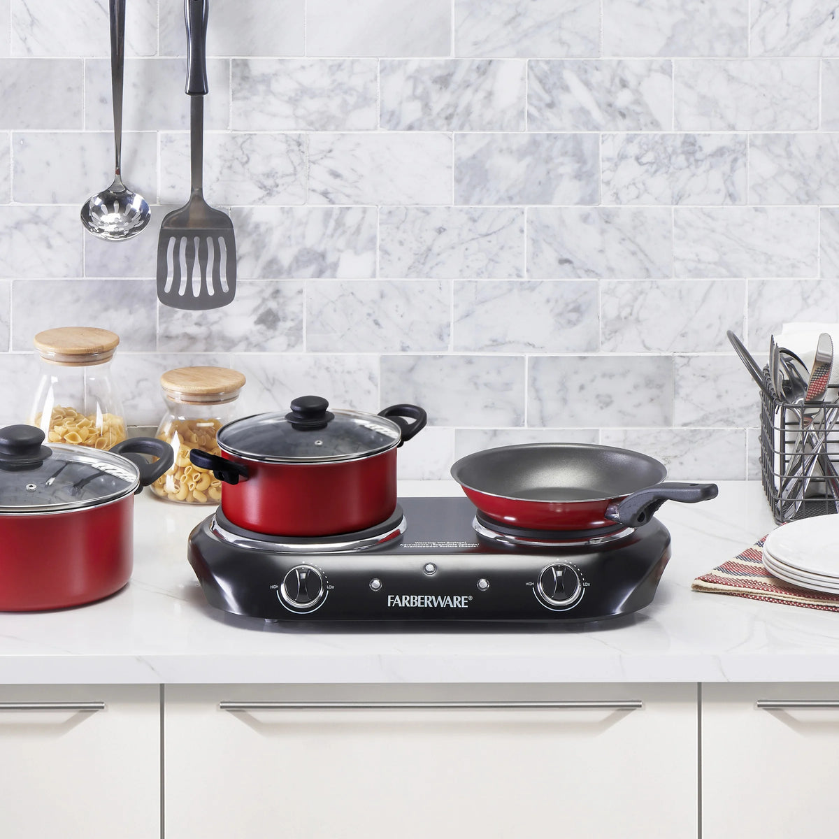 Black Double Burner Electric Cooktop Y22099