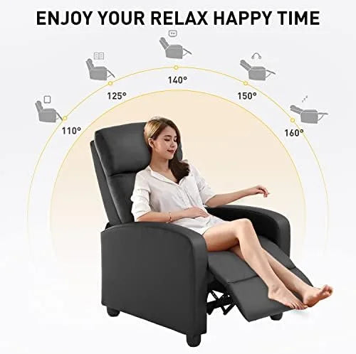 Black Faux Leather Recliner Chair D18617