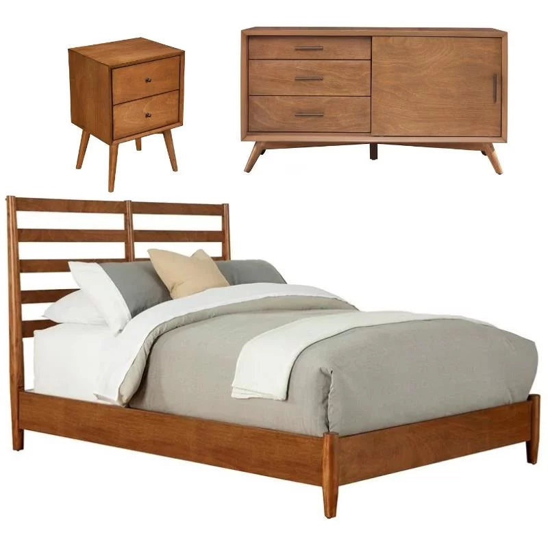 3 Piece Small TV Console King Bed & Nightstand C840