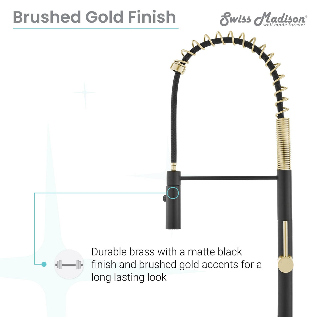 Brushed Gold/Black Pull Out Single Handle Kitchen Faucet L8788