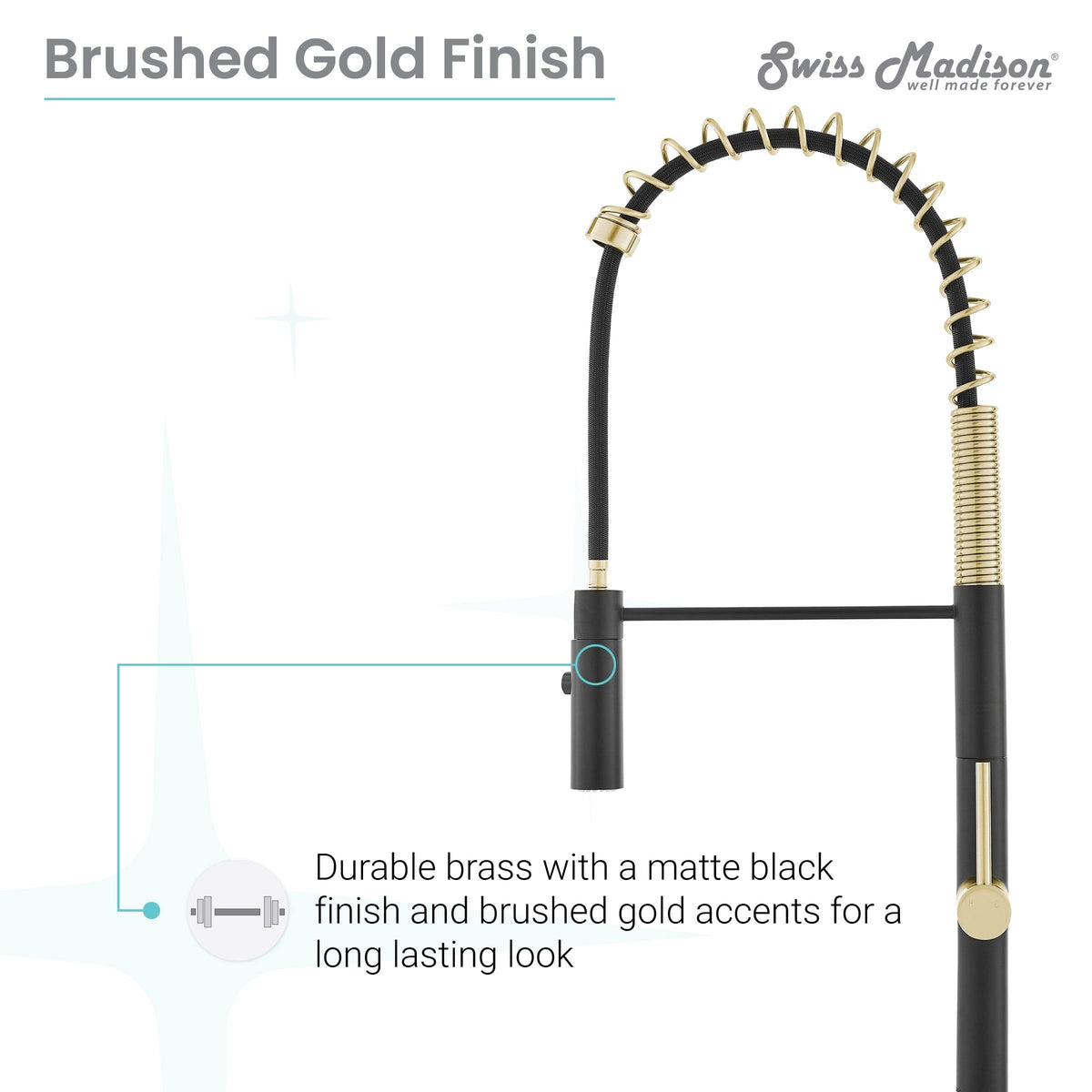 Brushed Gold/Black Pull Out Single Handle Kitchen Faucet L8788
