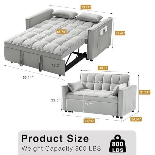 Velvet Convertible Sleeper Sofa Bed E11866