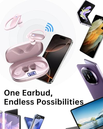 Wireless Bluetooth 5.3 IPX7 Waterproof Sports Earphones with Earhooks, 48H Playtime, Noise Cancelling Mic - Black A55182