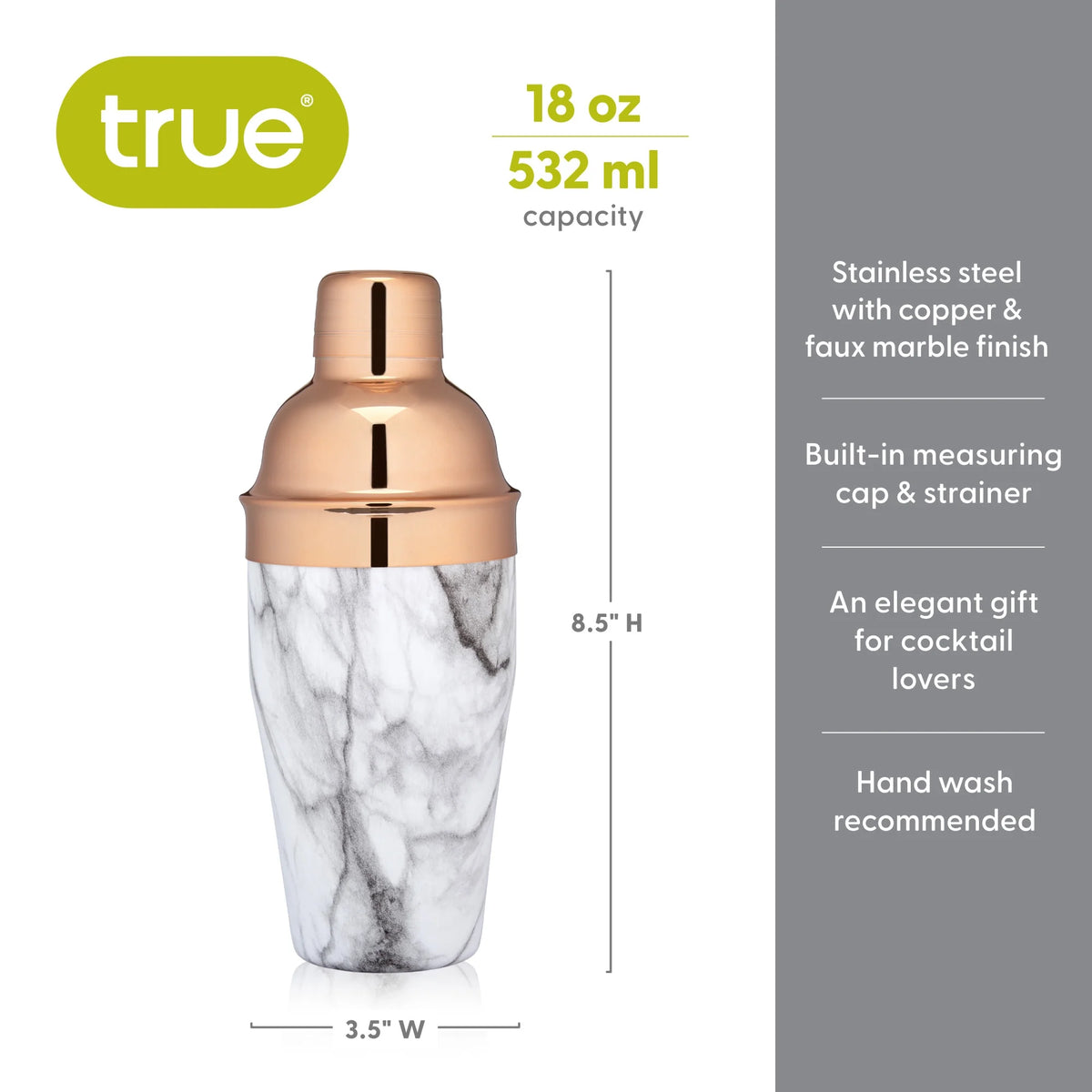 18 Oz Stainless Steel Cobbler Shaker U7247