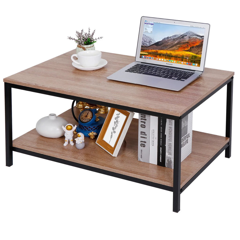 Rectangular 2-Tier Storage Coffee Table V54063