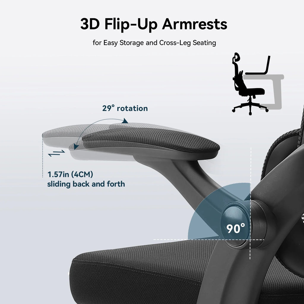 Black Ergonomic Mesh Office Chair with Headrest and Lumbar Support G1926