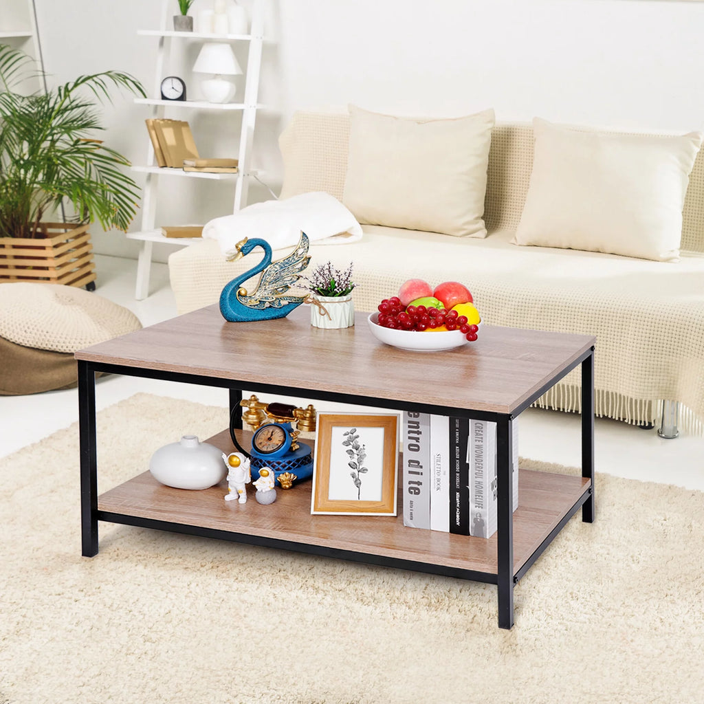 Rectangular 2-Tier Storage Coffee Table V54063