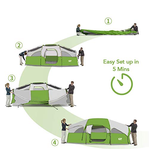 8 Person Weather Resistant Camping Tent with Carry Bag N338471