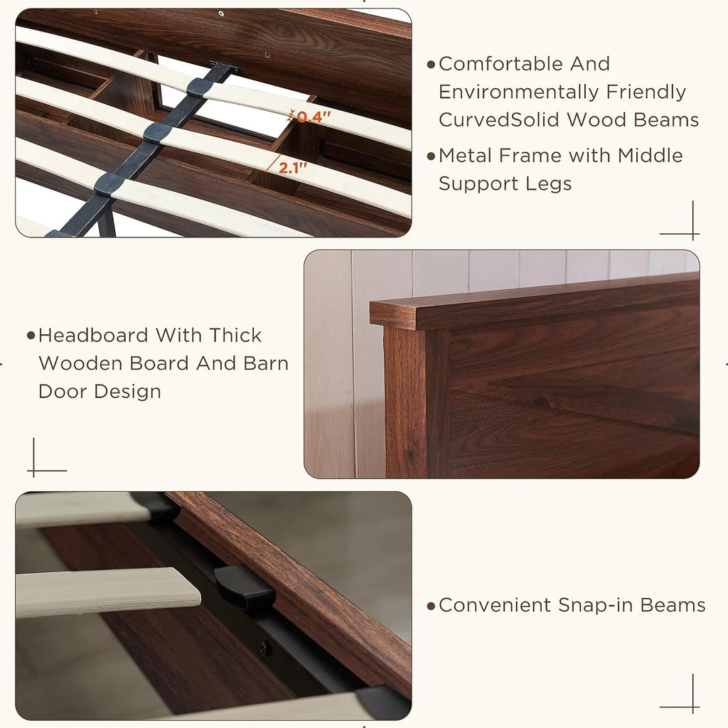 King Bed Frame with Headboard and Storage Cabinets S66187