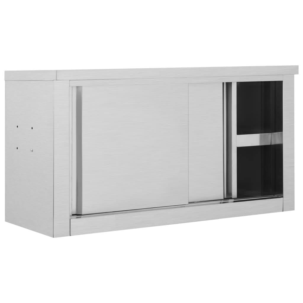 Kitchen Wall Cabinet with Sliding Doors Stainless Steel U246