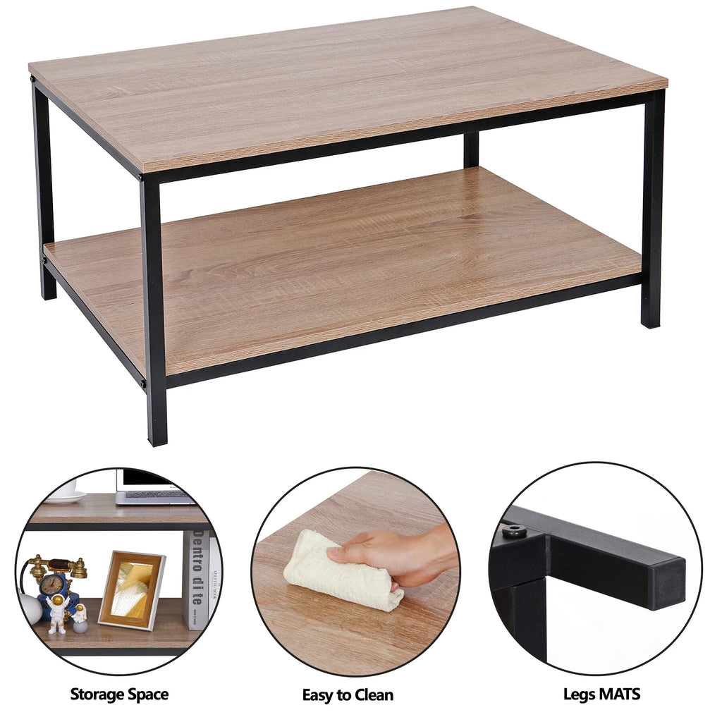 Rectangular 2-Tier Storage Coffee Table V54063